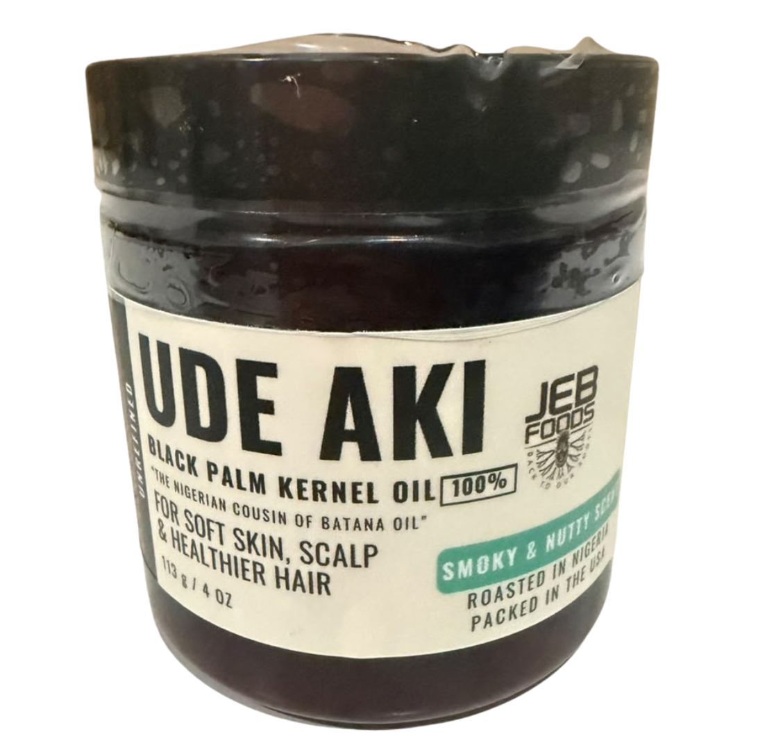 Ude Aki African batana oil jar, front label