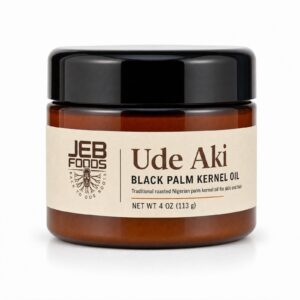 JEB FOODS Ude Aki Black Palm Kernel Oil 4 oz, The Nigerian Cousin of Batana Oil, Fire Roasted, Single Ingredient Balm for Hair, Scalp and Body