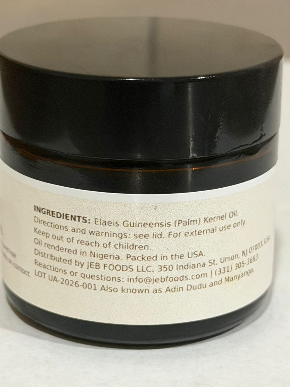 JEB FOODS Ude Aki Black Palm Kernel Oil 4 oz, The Nigerian Cousin of Batana Oil, Fire Roasted, Single Ingredient Balm for Hair, Scalp and Body - Image 3